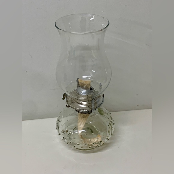 Mid Century Vintage Clear Glass Hobnail Oil Gas Lamp Lantern - Picture 4 of 16
